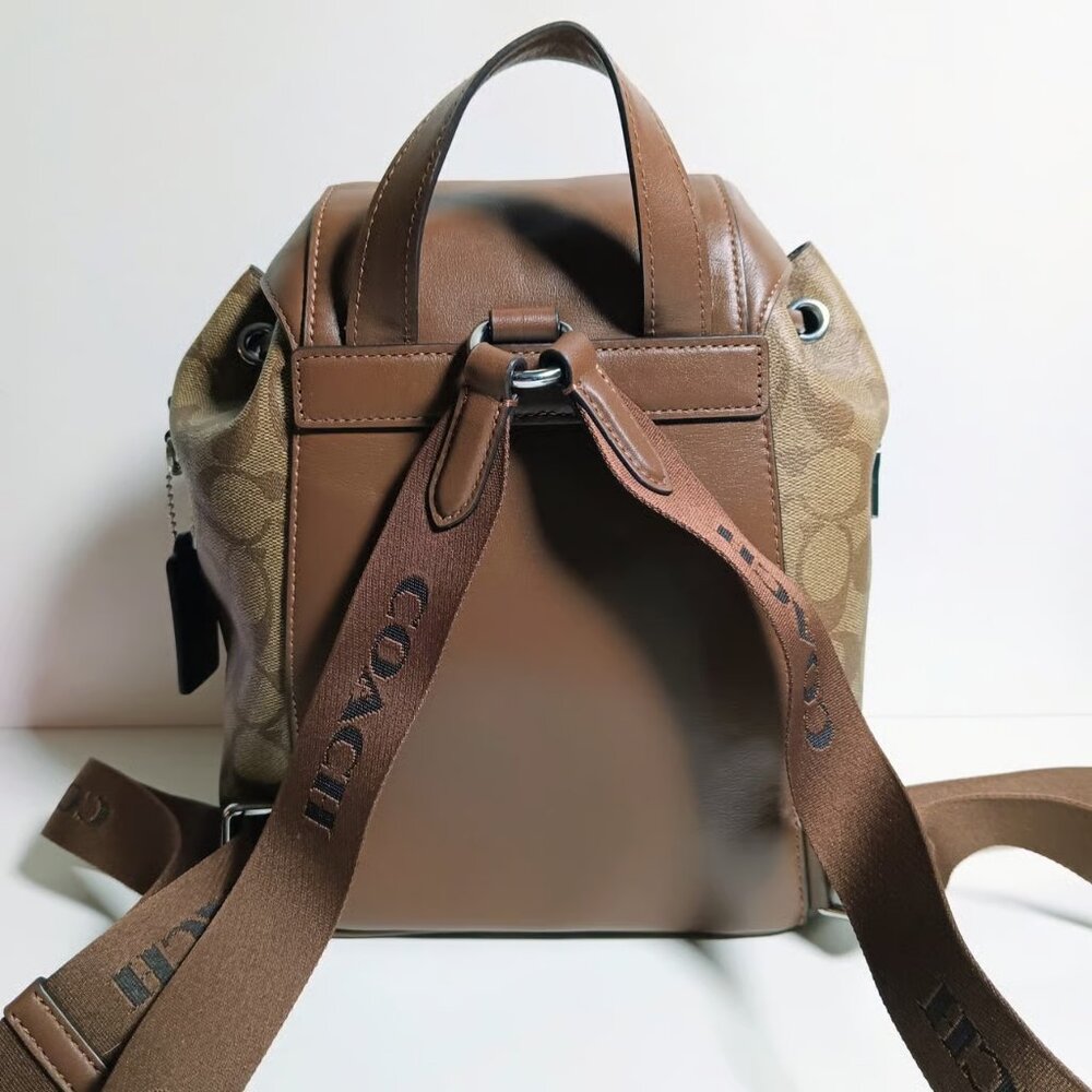 Coach Pace Backpack In Signature Canvas Khaki Saddle CR130 - Picture 7 of 9